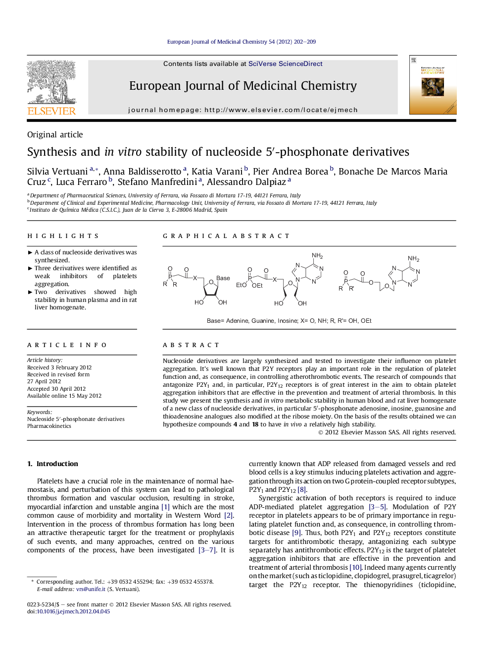 Synthesis and inÂ vitro stability of nucleoside 5â²-phosphonate derivatives