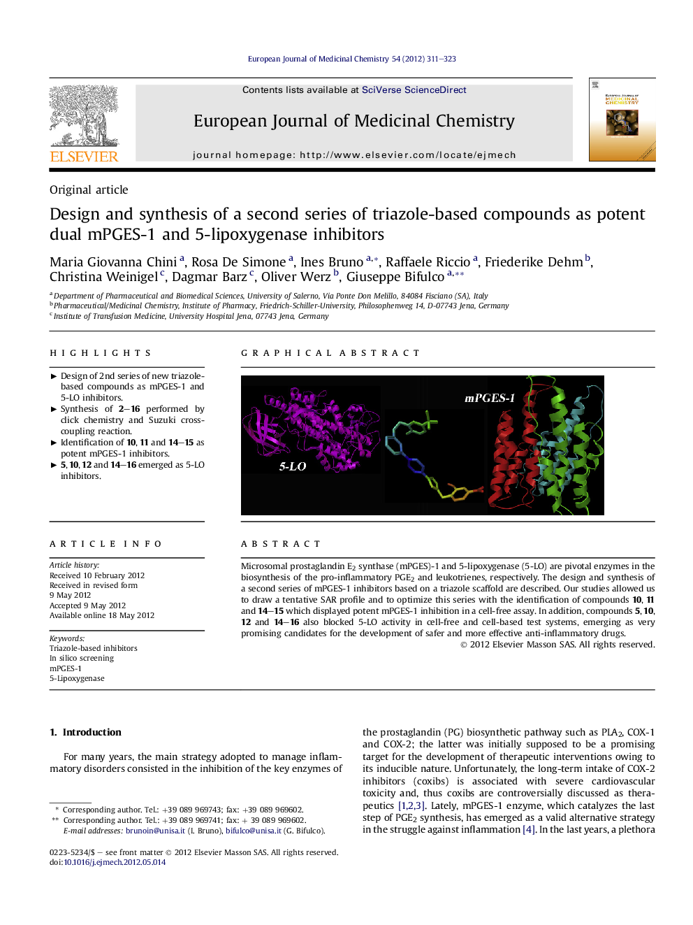 Design and synthesis of a second series of triazole-based compounds as potent dual mPGES-1 and 5-lipoxygenase inhibitors