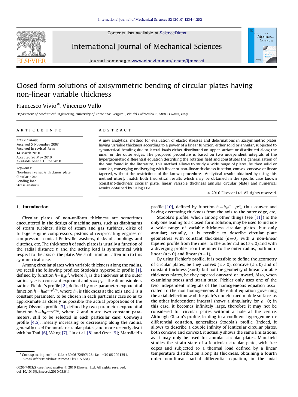 Closed form solutions of axisymmetric bending of circular plates having non-linear variable thickness