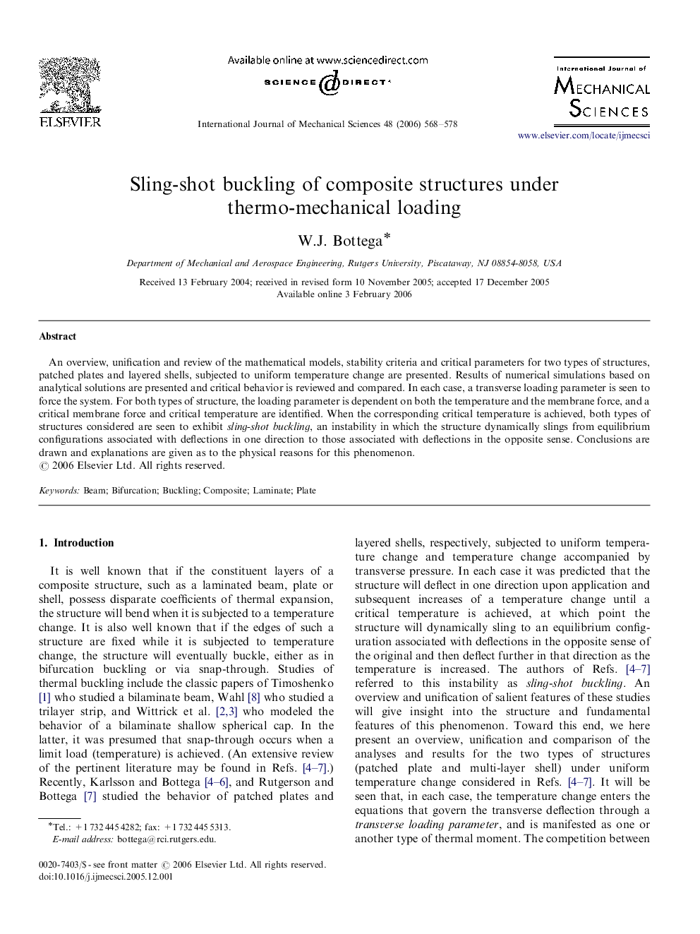 Sling-shot buckling of composite structures under thermo-mechanical loading