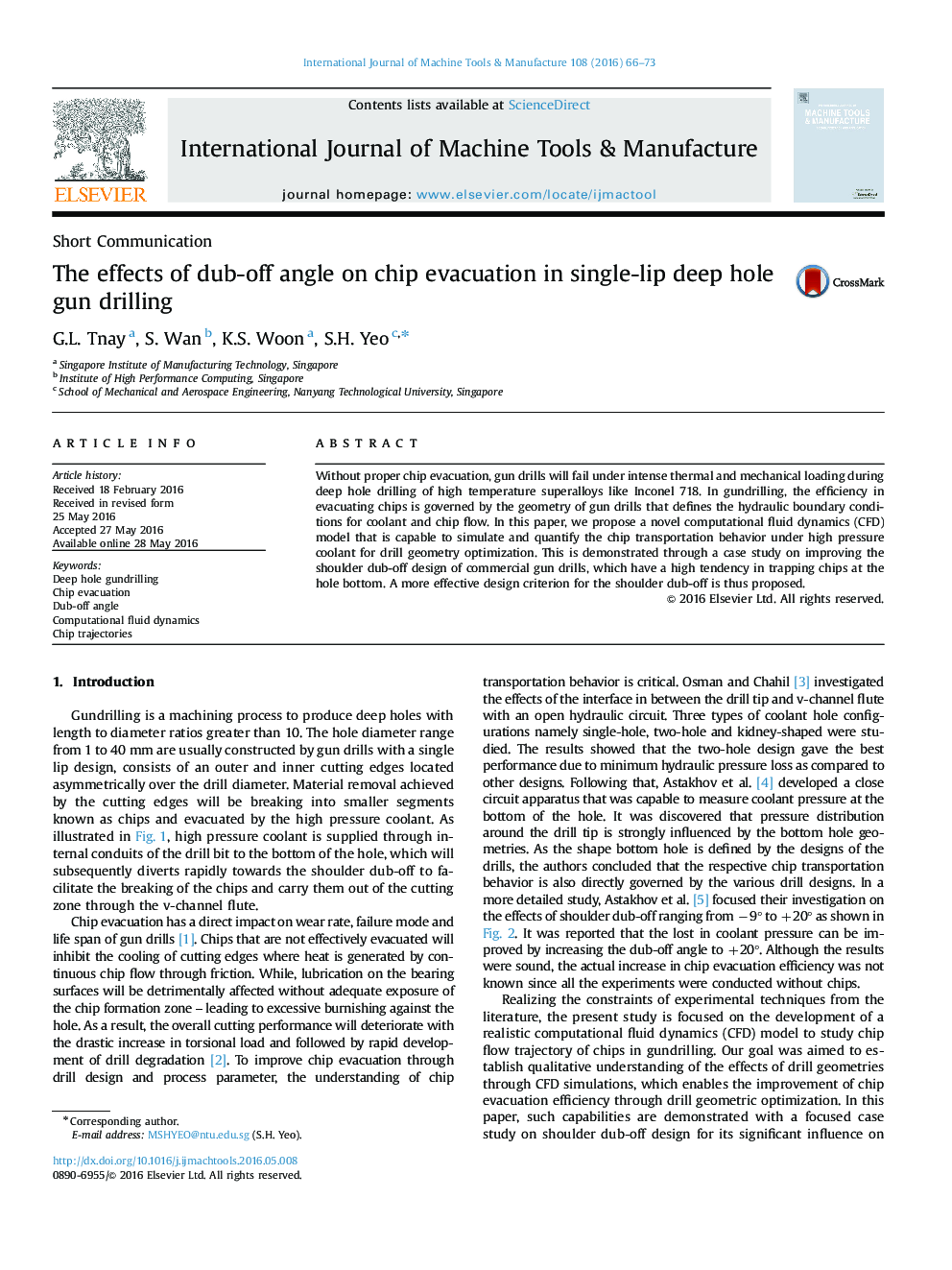 The effects of dub-off angle on chip evacuation in single-lip deep hole gun drilling