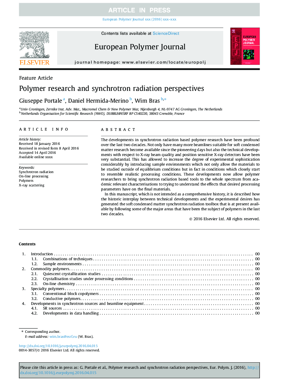 Polymer research and synchrotron radiation perspectives