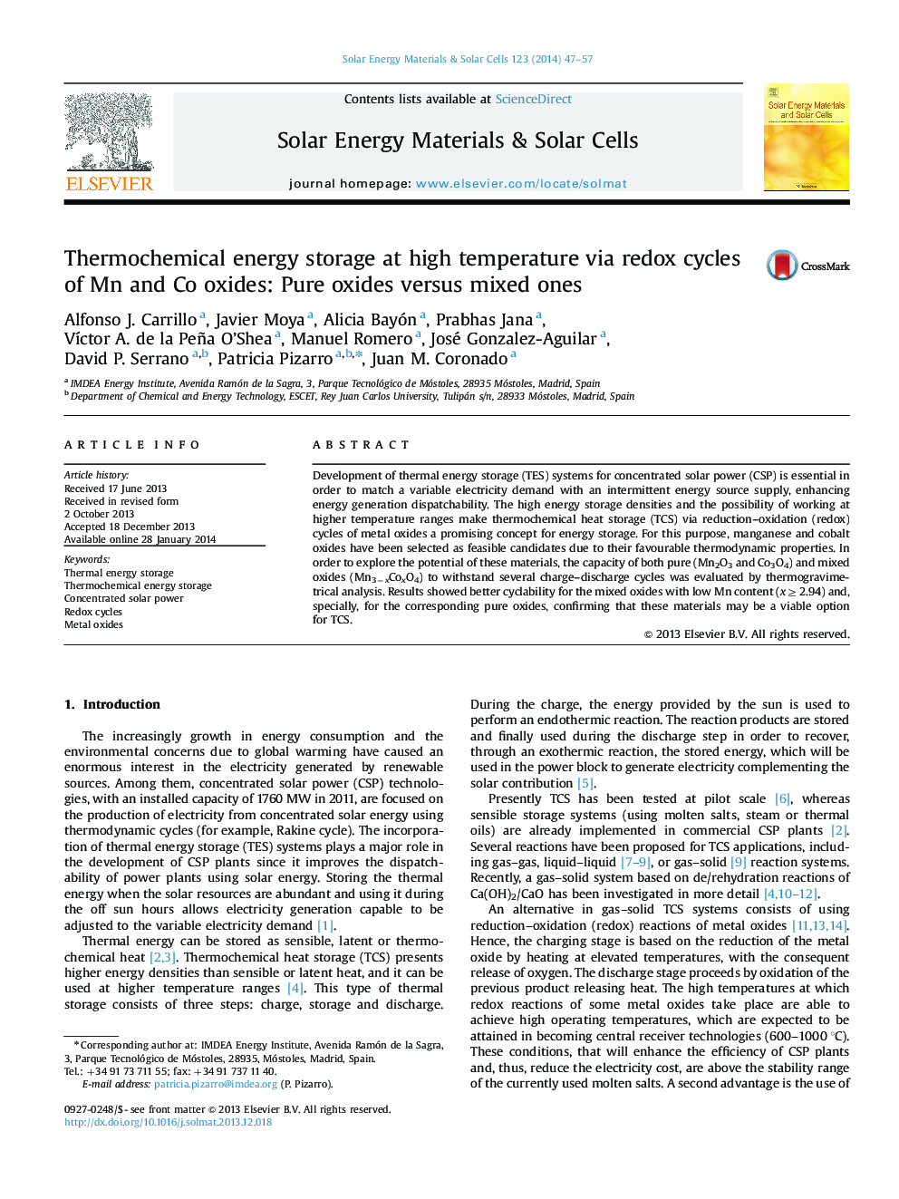 Thermochemical energy storage at high temperature via redox cycles of Mn and Co oxides: Pure oxides versus mixed ones