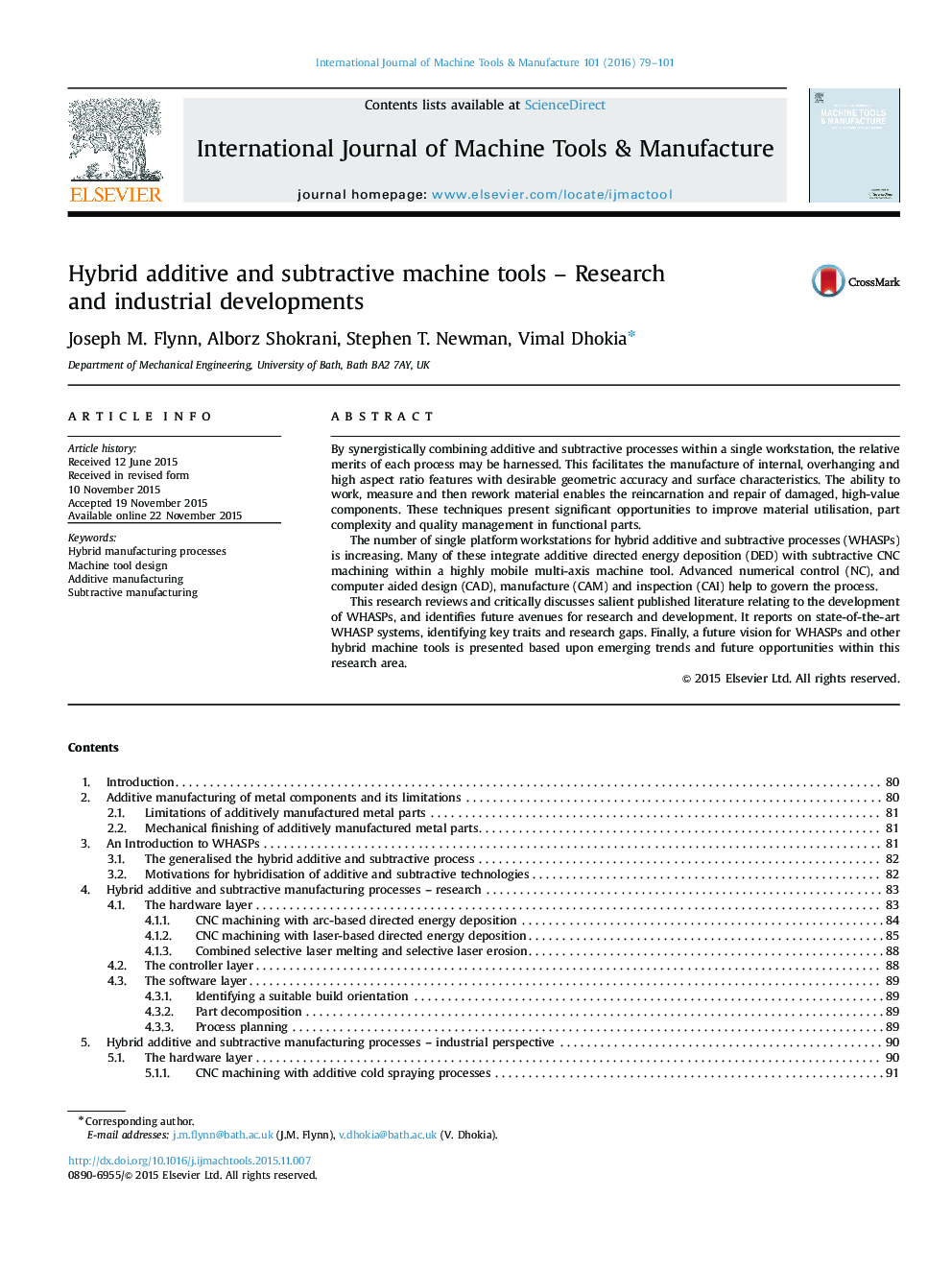 Hybrid additive and subtractive machine tools – Research and industrial developments