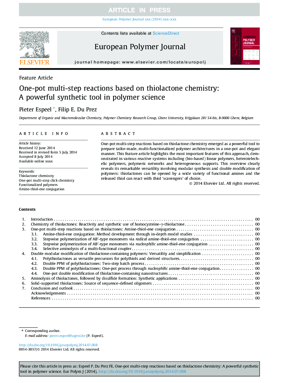 One-pot multi-step reactions based on thiolactone chemistry: A powerful synthetic tool in polymer science