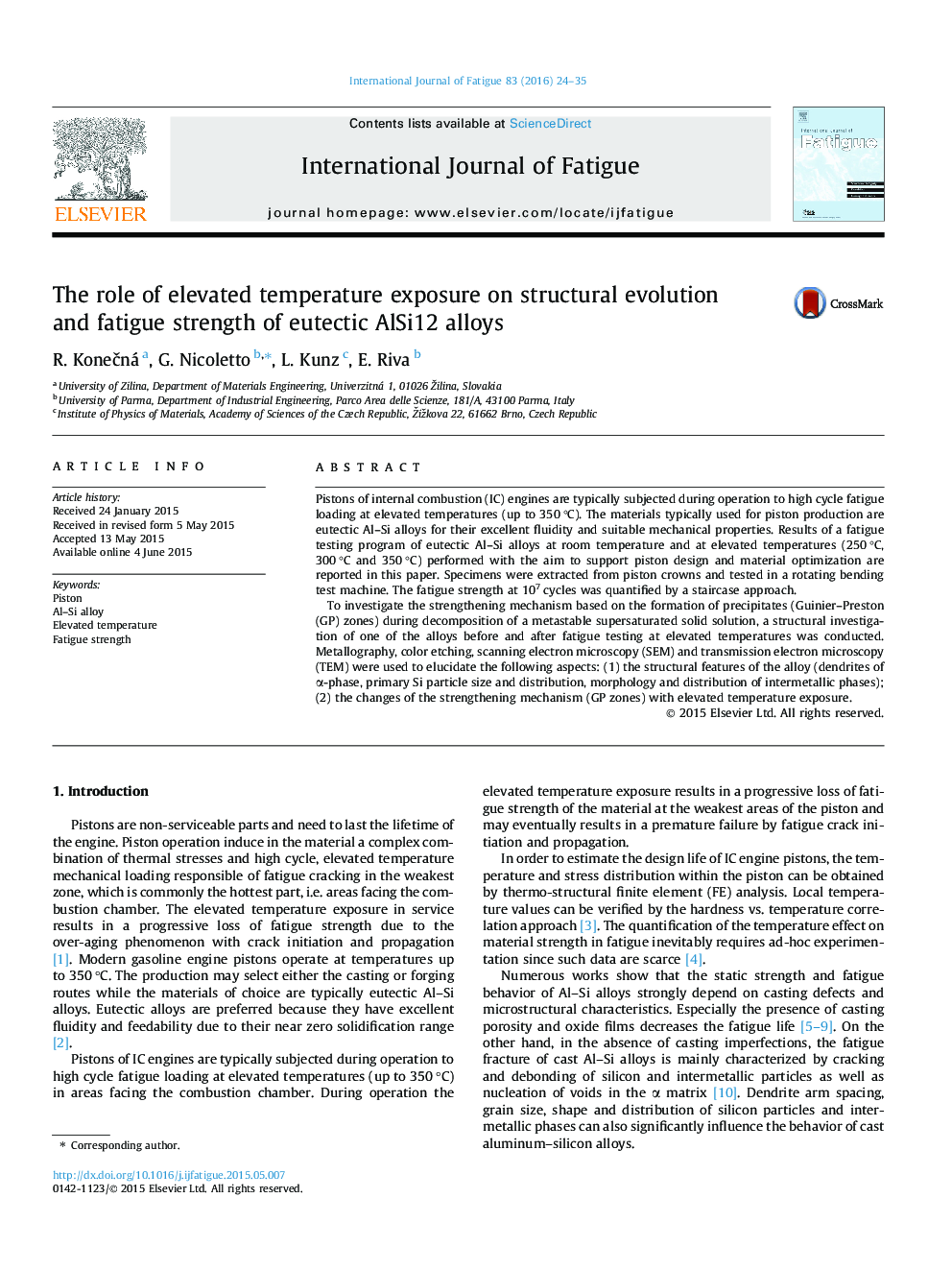 The role of elevated temperature exposure on structural evolution and fatigue strength of eutectic AlSi12 alloys