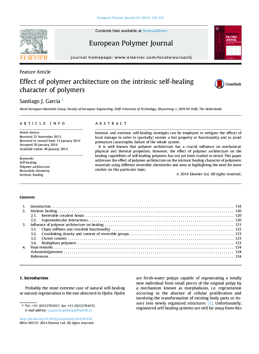 Effect of polymer architecture on the intrinsic self-healing character of polymers