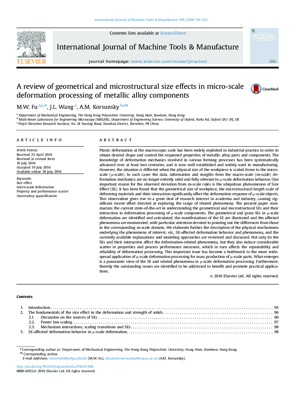 A review of geometrical and microstructural size effects in micro-scale deformation processing of metallic alloy components