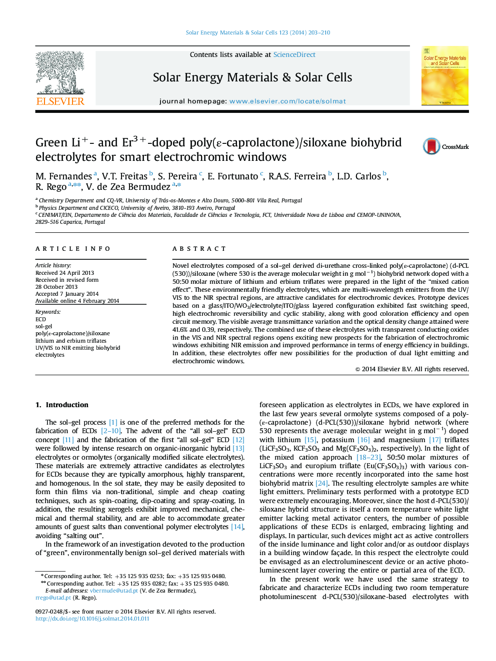 Green Li+- and Er3+-doped poly(ε-caprolactone)/siloxane biohybrid electrolytes for smart electrochromic windows