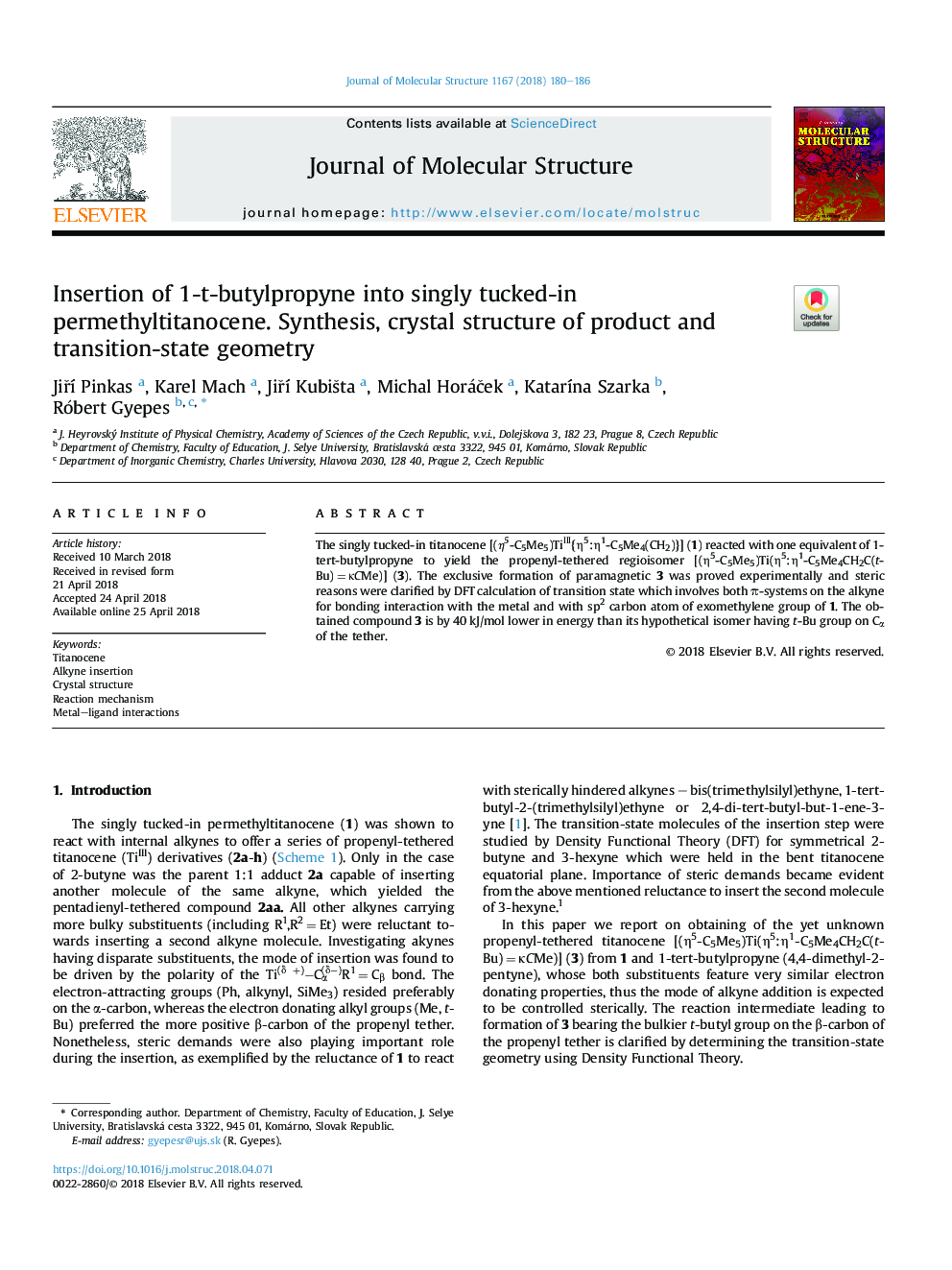 Insertion of 1-t-butylpropyne into singly tucked-in permethyltitanocene. Synthesis, crystal structure of product and transition-state geometry