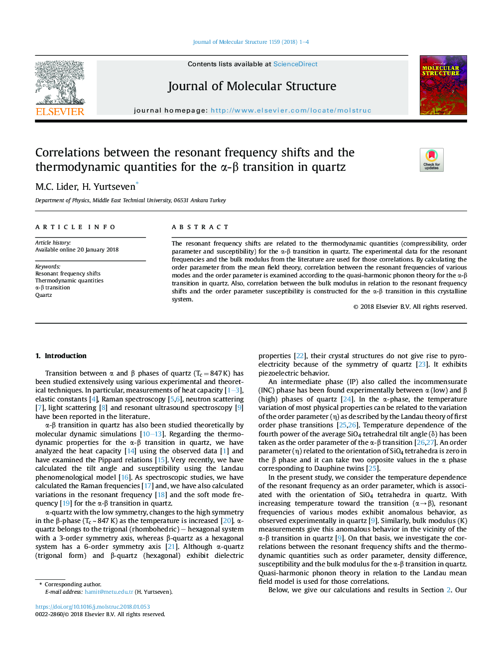 Correlations between the resonant frequency shifts and the thermodynamic quantities for the Î±-Î² transition in quartz