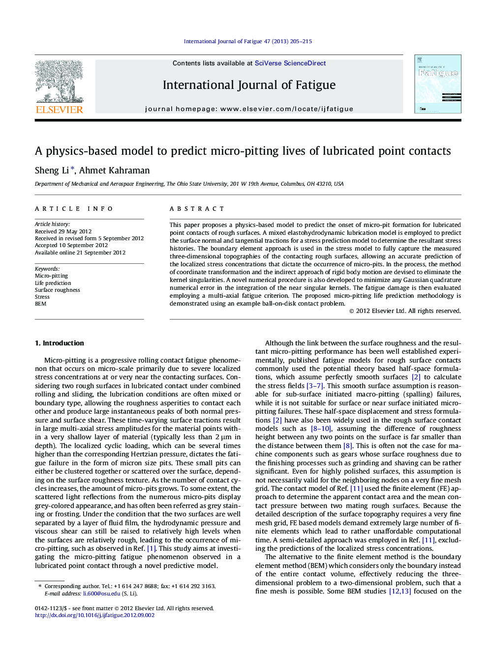 A physics-based model to predict micro-pitting lives of lubricated point contacts