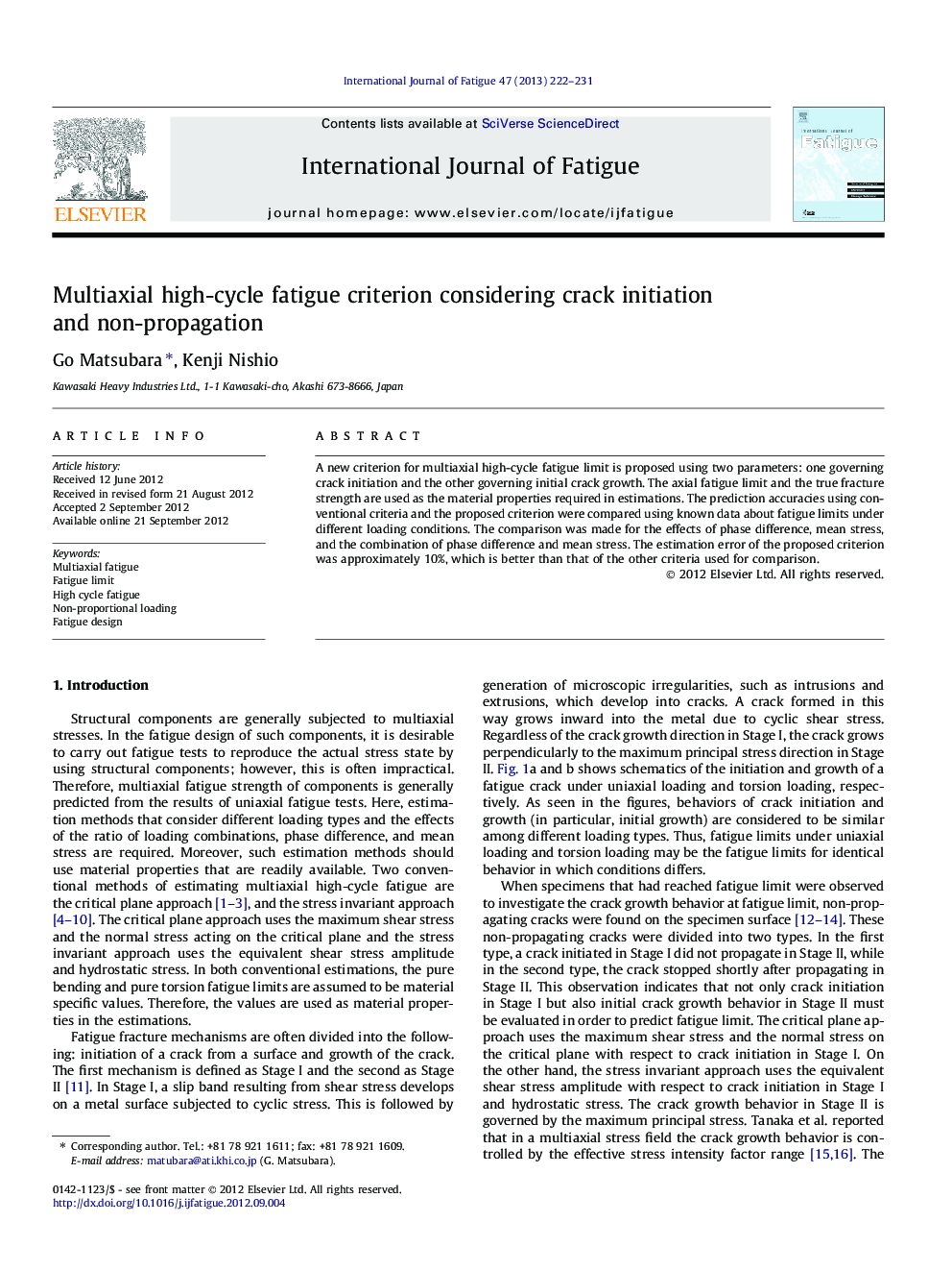 Multiaxial high-cycle fatigue criterion considering crack initiation and non-propagation