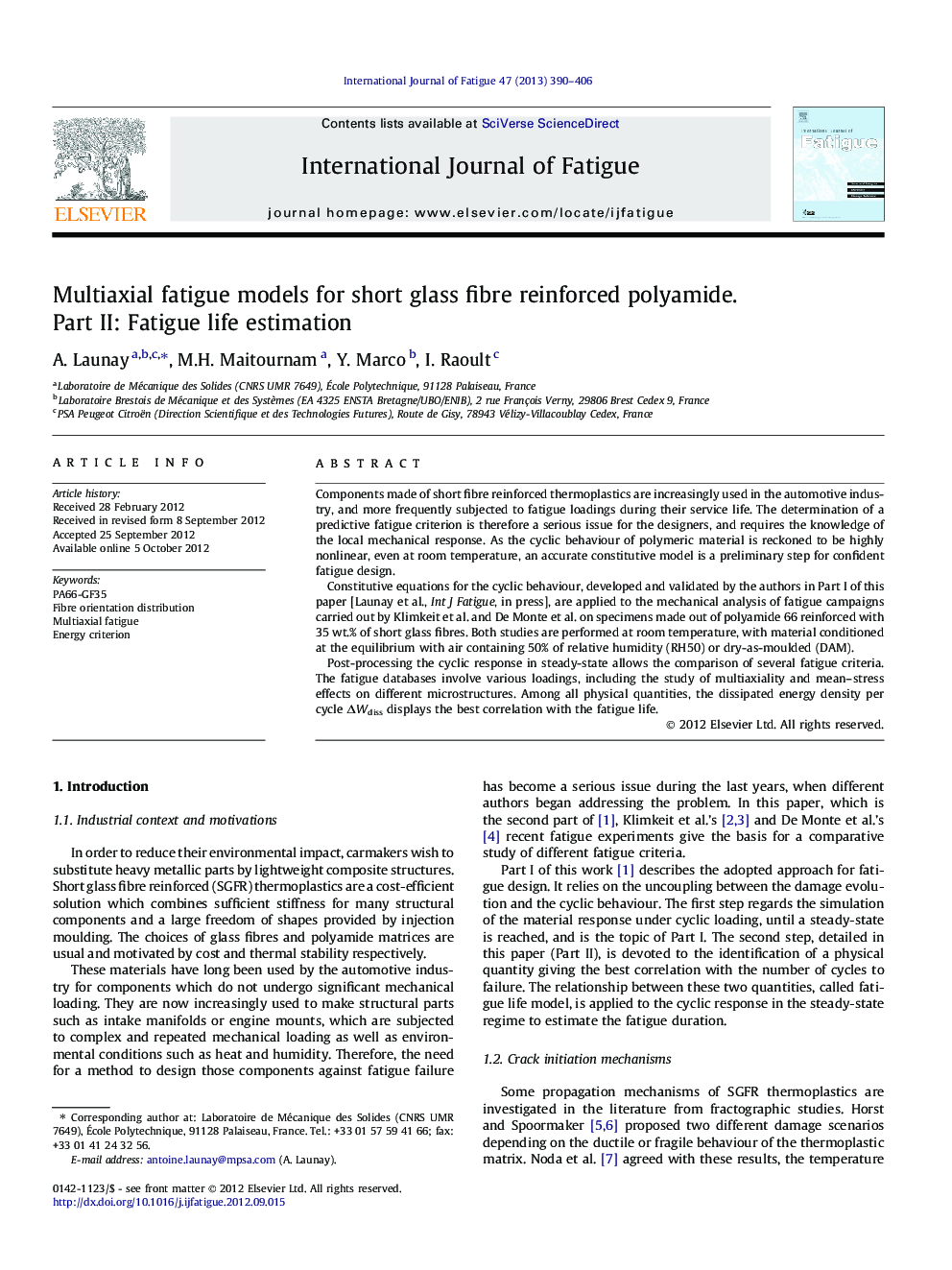 Multiaxial fatigue models for short glass fibre reinforced polyamide. Part II: Fatigue life estimation