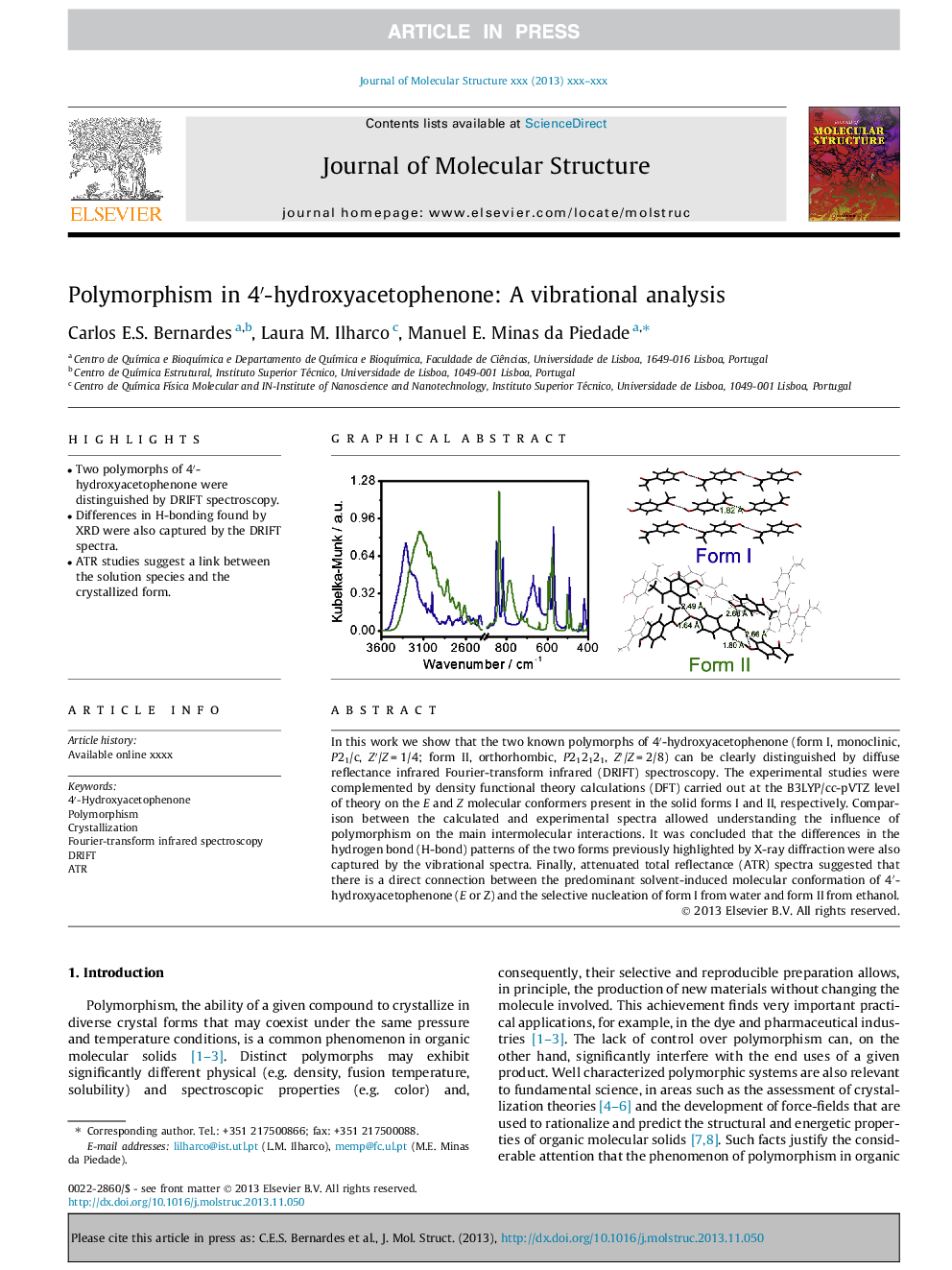 Polymorphism in 4â²-hydroxyacetophenone: A vibrational analysis