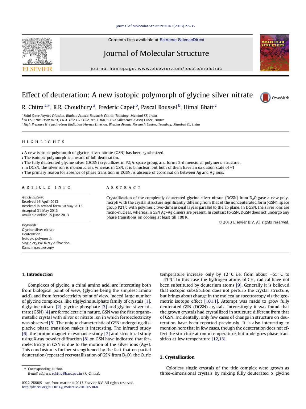 Effect of deuteration: A new isotopic polymorph of glycine silver nitrate