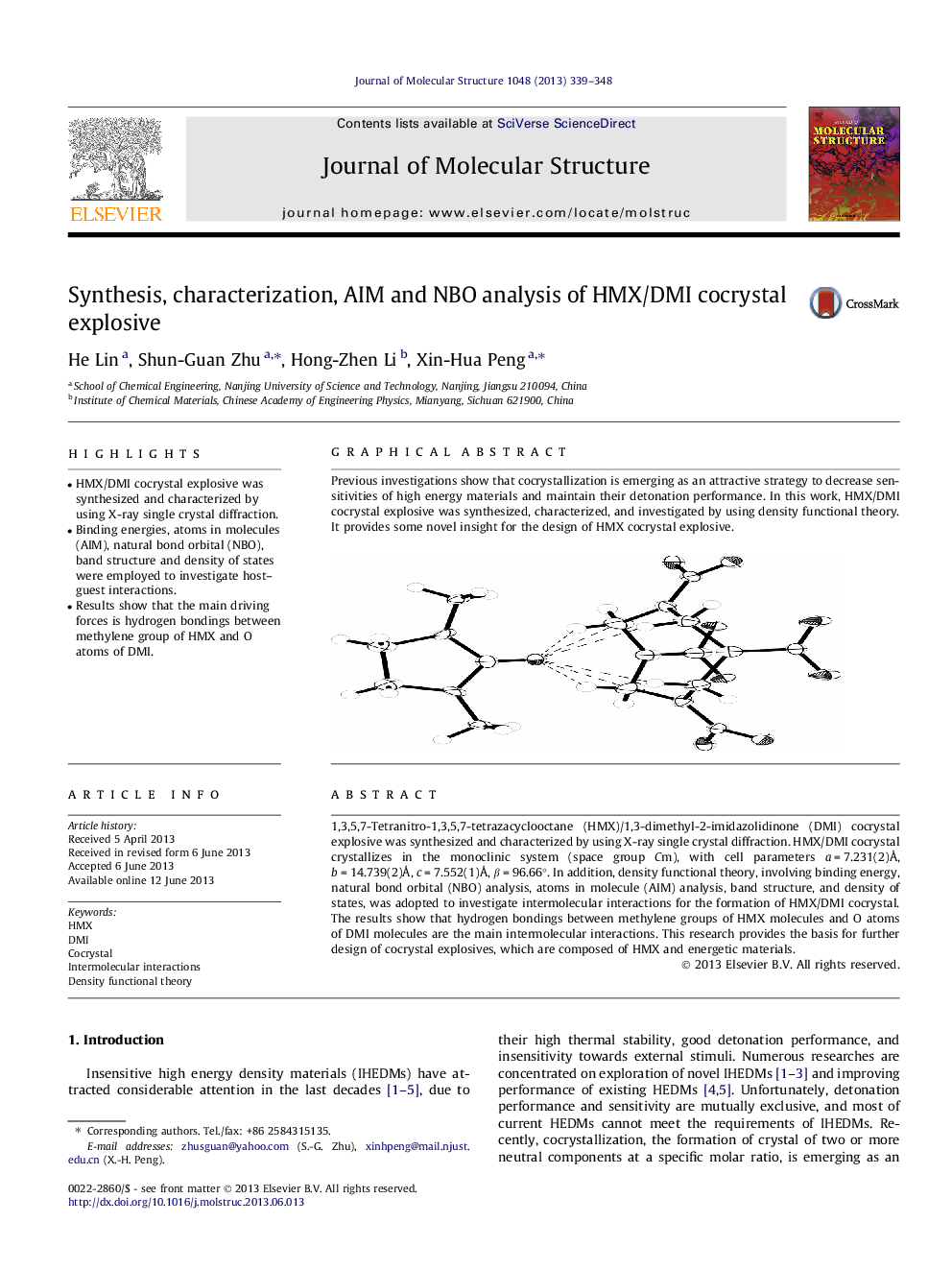 Synthesis, characterization, AIM and NBO analysis of HMX/DMI cocrystal explosive