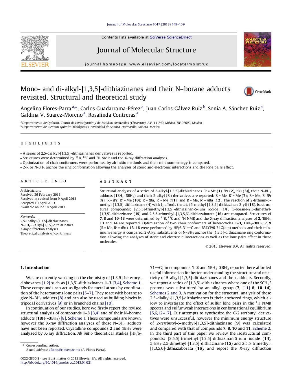 Mono- and di-alkyl-[1,3,5]-dithiazinanes and their N-borane adducts revisited. Structural and theoretical study