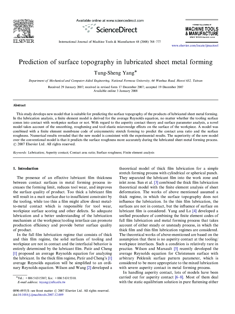 Prediction of surface topography in lubricated sheet metal forming