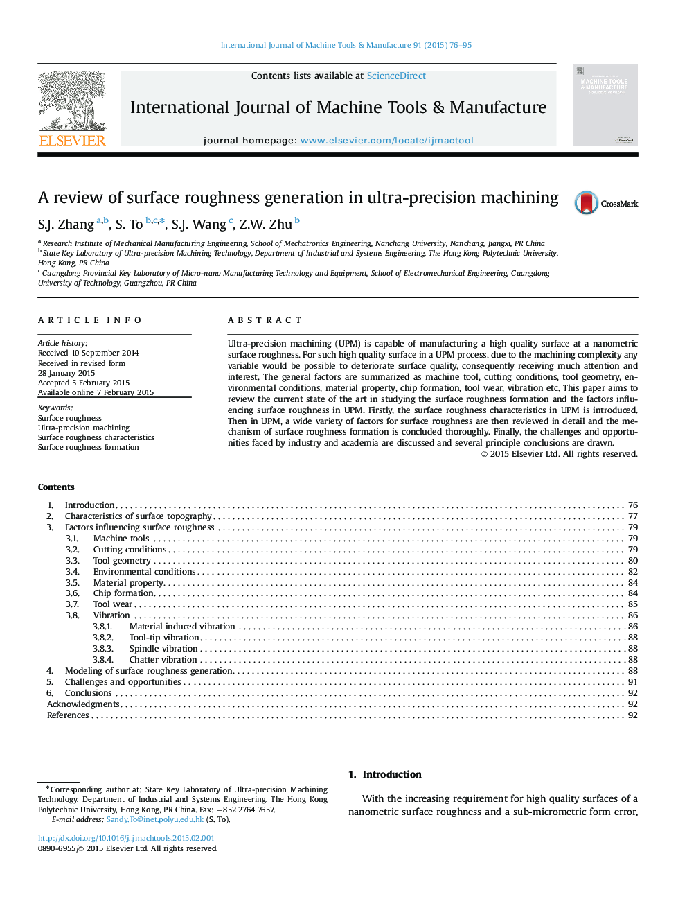 A review of surface roughness generation in ultra-precision machining