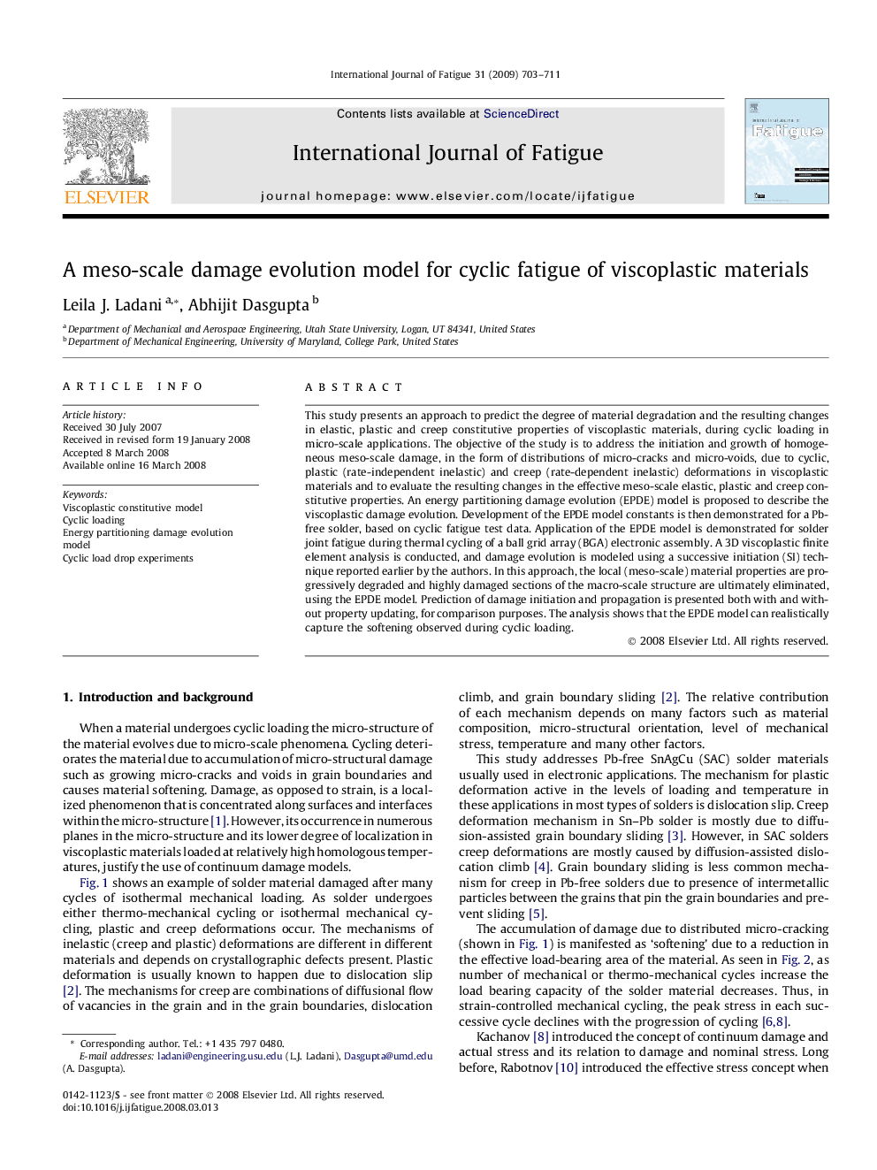 A meso-scale damage evolution model for cyclic fatigue of viscoplastic materials