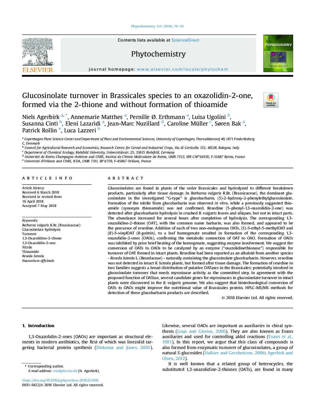 Glucosinolate turnover in Brassicales species to an oxazolidin-2-one, formed via the 2-thione and without formation of thioamide