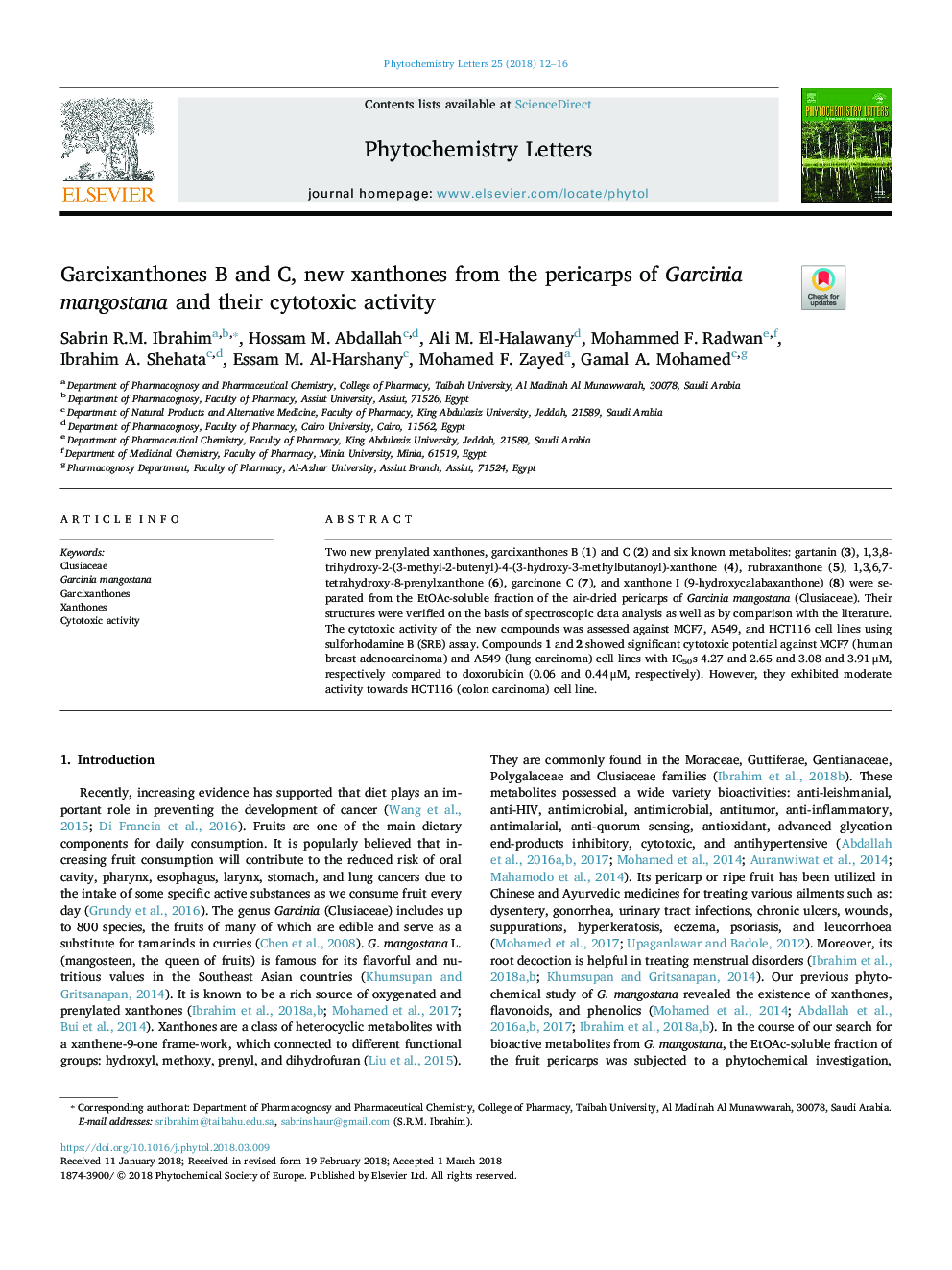 Garcixanthones B and C, new xanthones from the pericarps of Garcinia mangostana and their cytotoxic activity