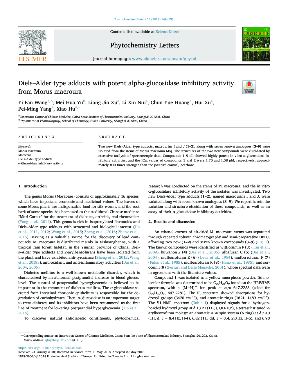 Diels-Alder type adducts with potent alpha-glucosidase inhibitory activity from Morus macroura