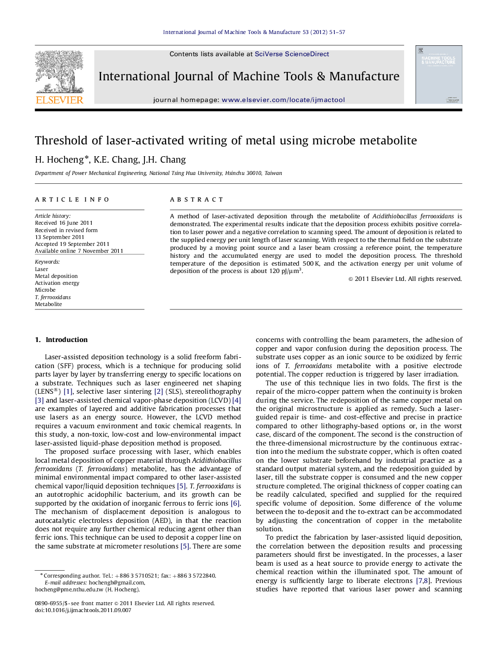 Threshold of laser-activated writing of metal using microbe metabolite