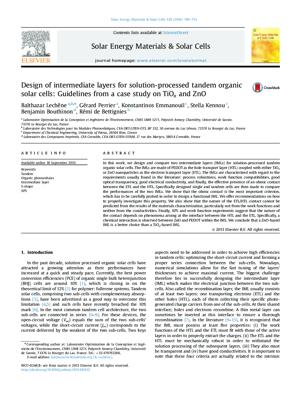 Design of intermediate layers for solution-processed tandem organic solar cells: Guidelines from a case study on TiOx and ZnO