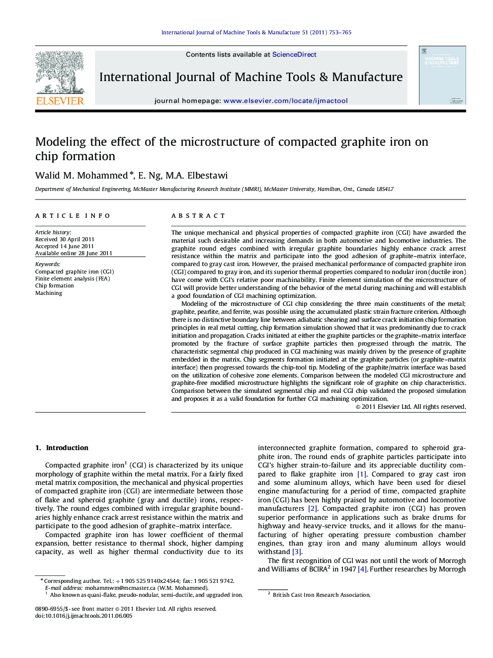 Modeling the effect of the microstructure of compacted graphite iron on chip formation