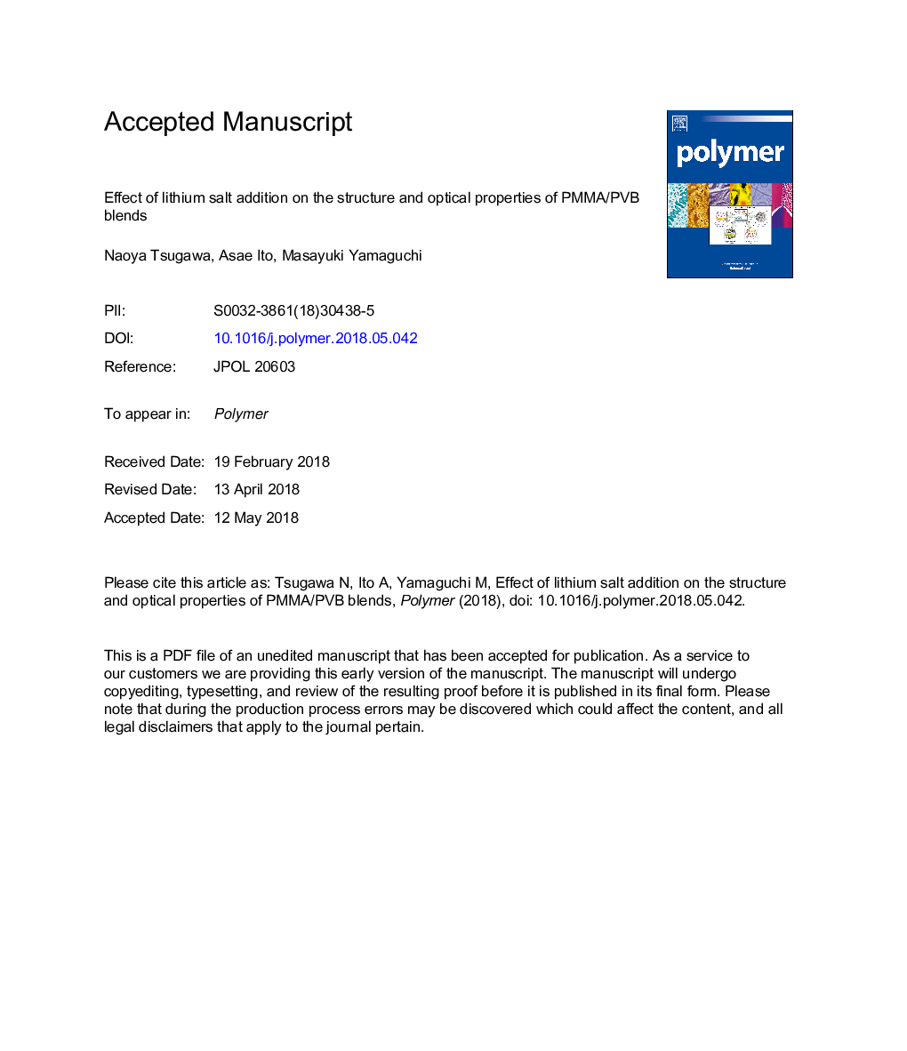 Effect of lithium salt addition on the structure and optical properties of PMMA/PVB blends