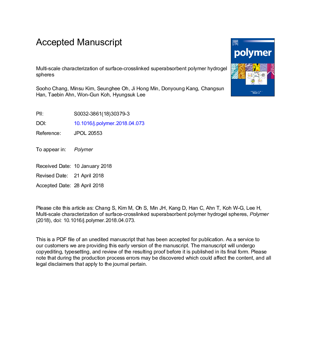 Multi-scale characterization of surface-crosslinked superabsorbent polymer hydrogel spheres