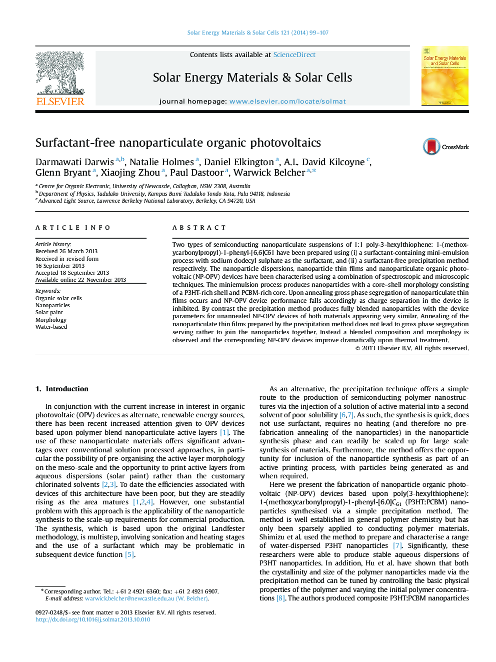 Surfactant-free nanoparticulate organic photovoltaics