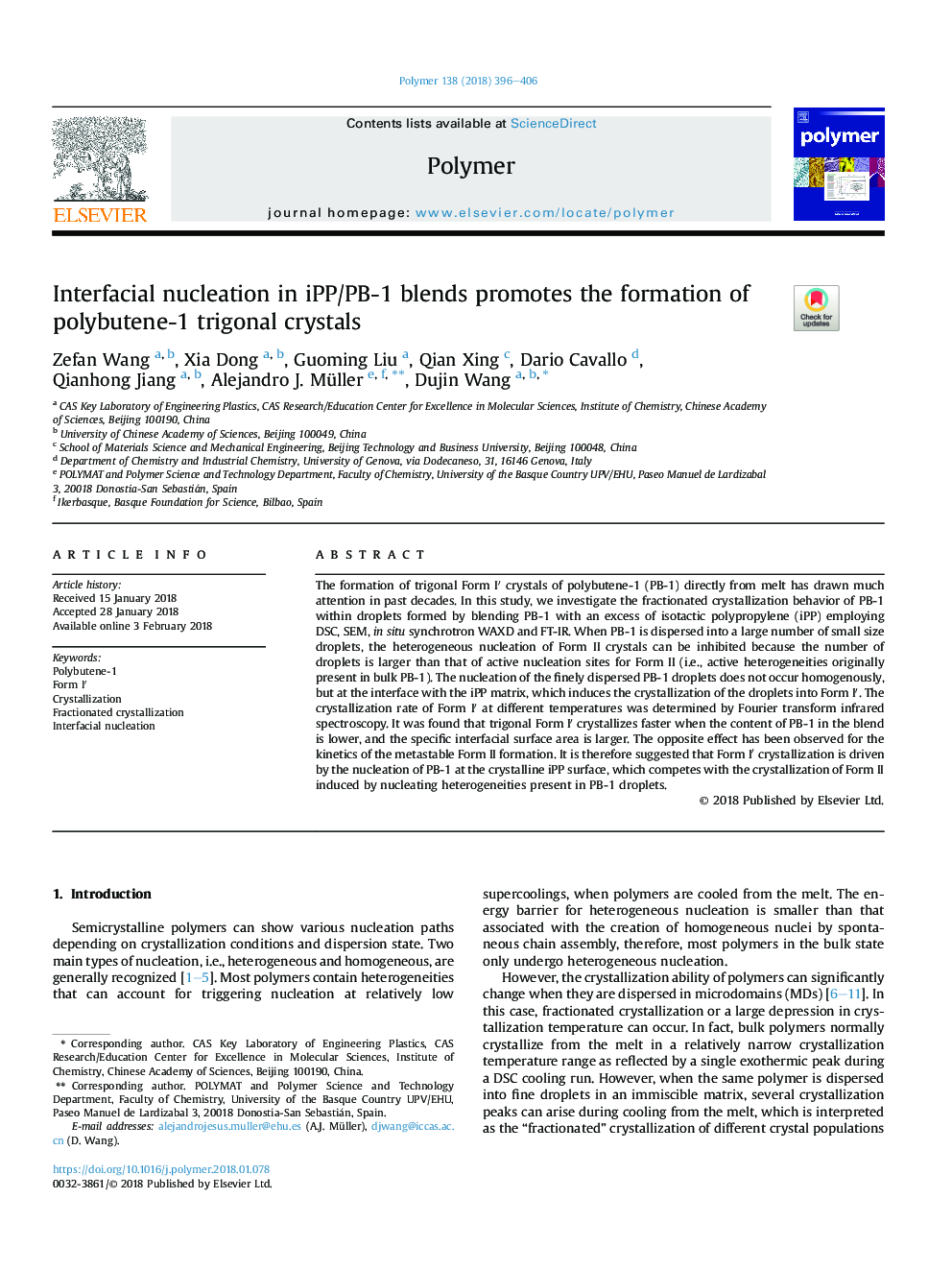 Interfacial nucleation in iPP/PB-1 blends promotes the formation of polybutene-1 trigonal crystals