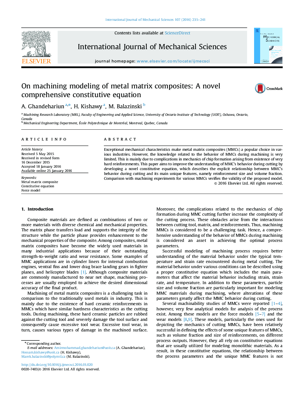 On machining modeling of metal matrix composites: A novel comprehensive constitutive equation