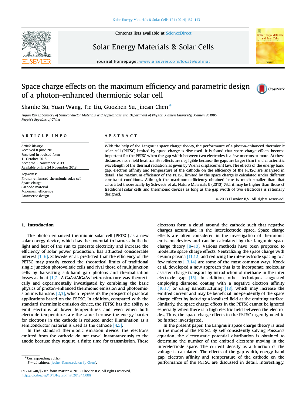 Space charge effects on the maximum efficiency and parametric design of a photon-enhanced thermionic solar cell