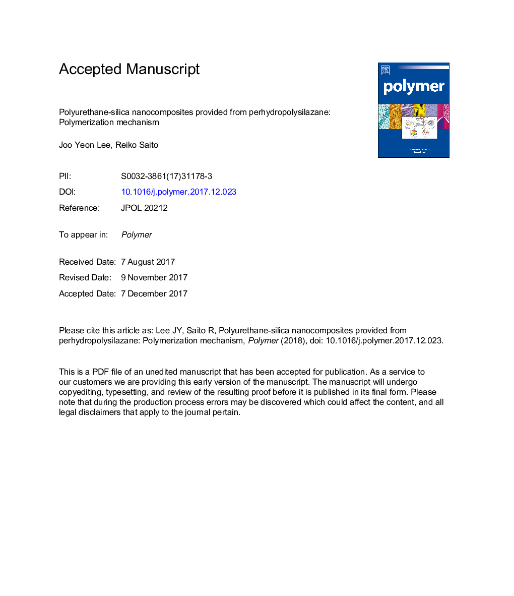Polyurethane-silica nanocomposites provided from perhydropolysilazane: Polymerization mechanism