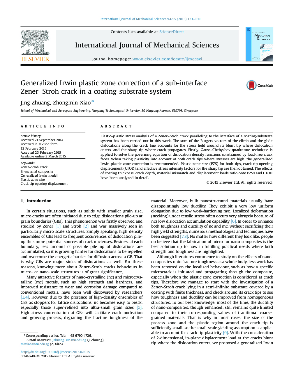 Generalized Irwin plastic zone correction of a sub-interface Zener–Stroh crack in a coating-substrate system