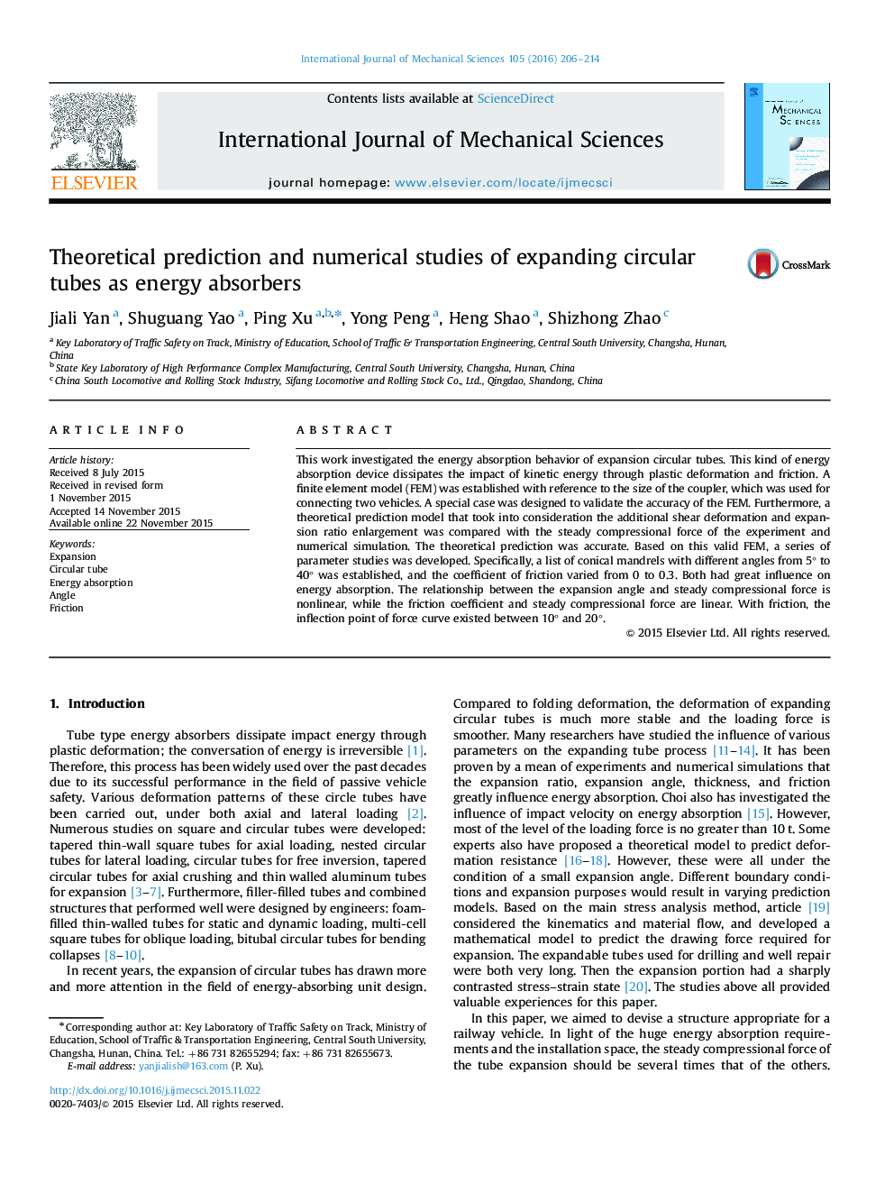 Theoretical prediction and numerical studies of expanding circular tubes as energy absorbers