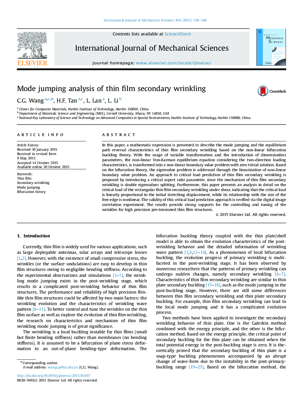 Mode jumping analysis of thin film secondary wrinkling