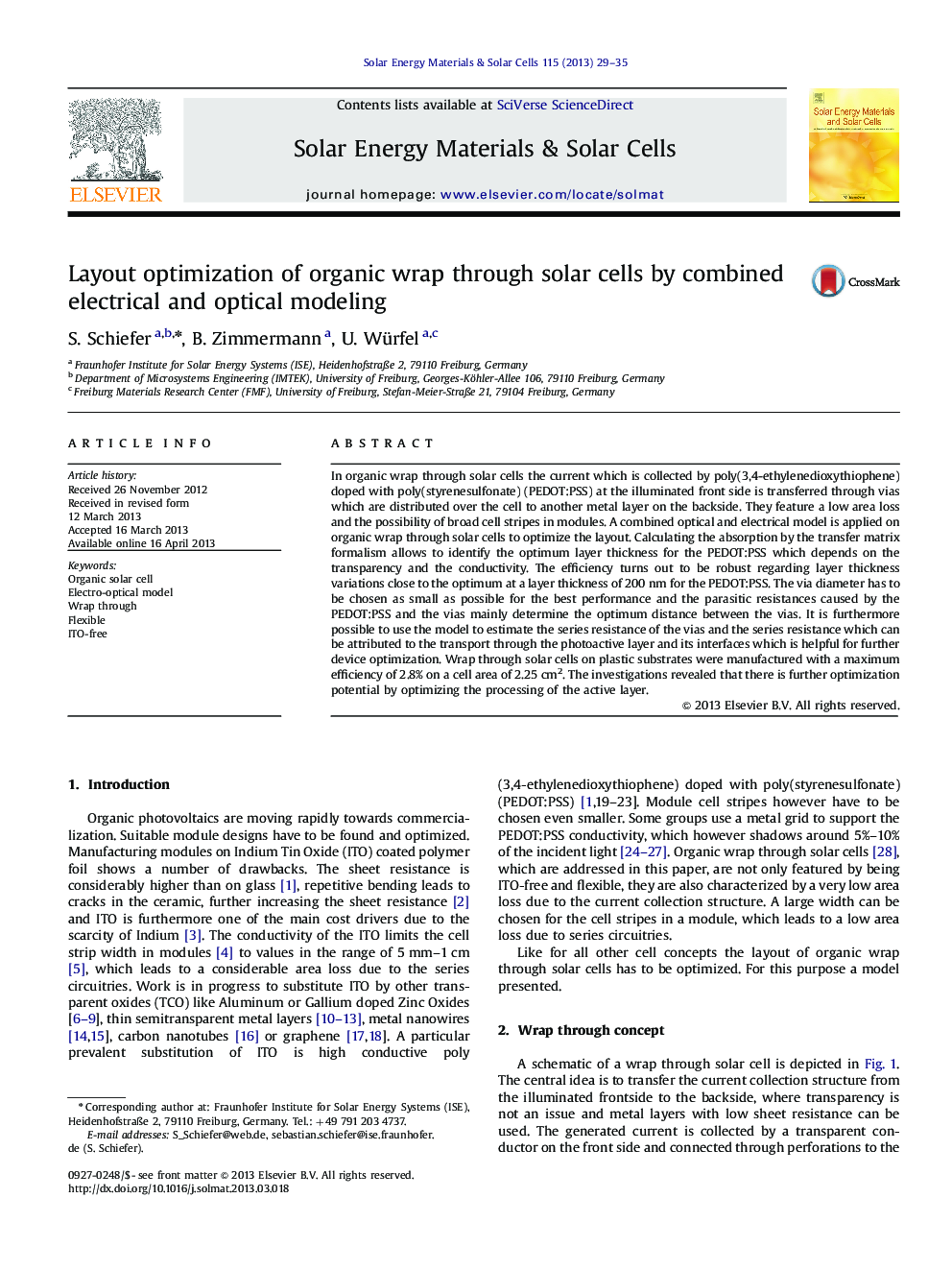 Layout optimization of organic wrap through solar cells by combined electrical and optical modeling