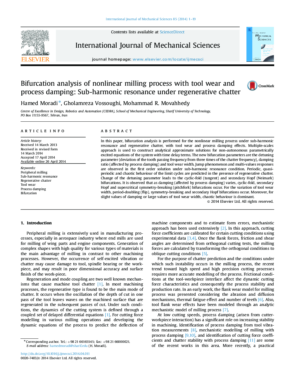 Bifurcation analysis of nonlinear milling process with tool wear and process damping: Sub-harmonic resonance under regenerative chatter