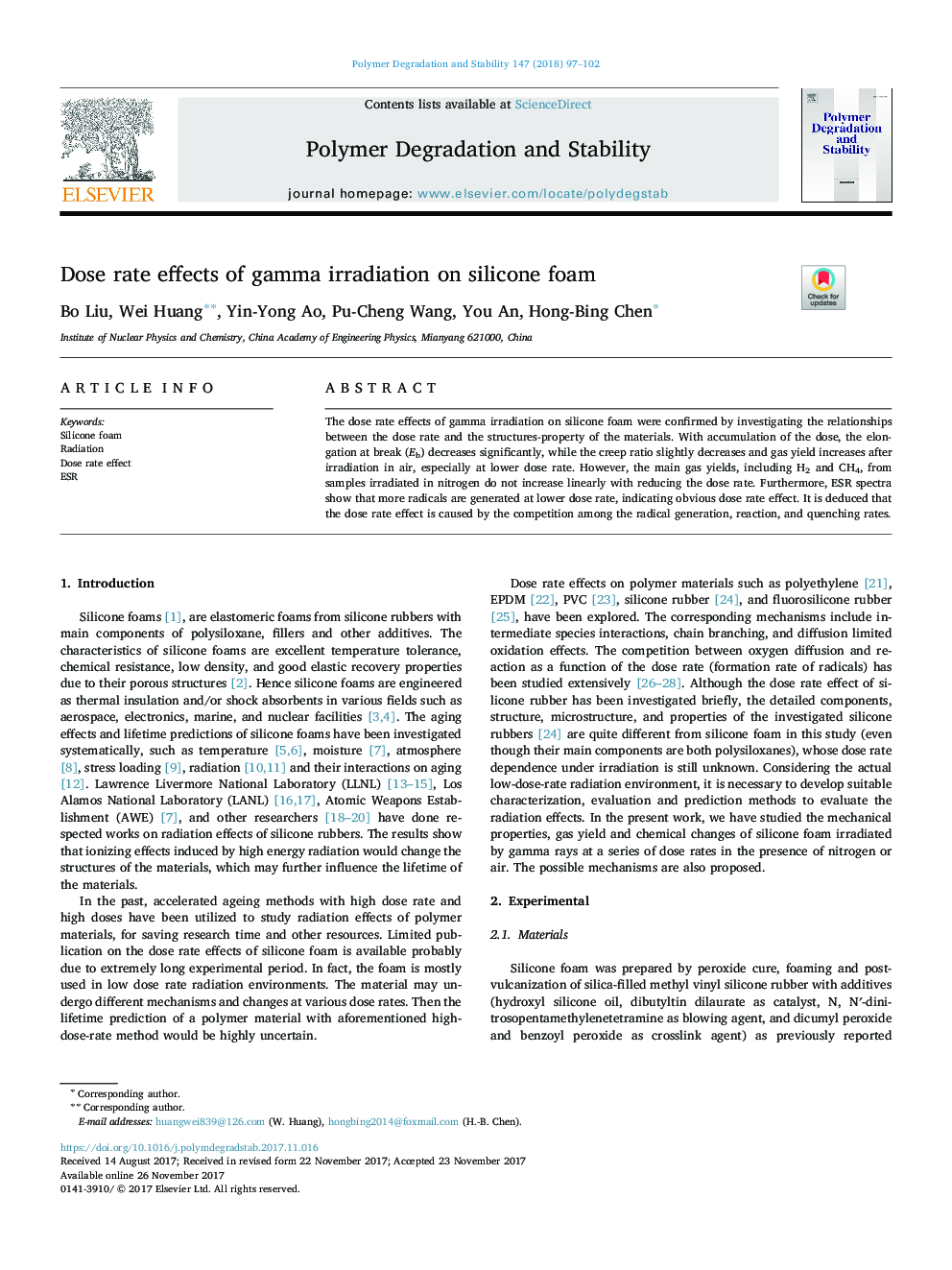 Dose rate effects of gamma irradiation on silicone foam