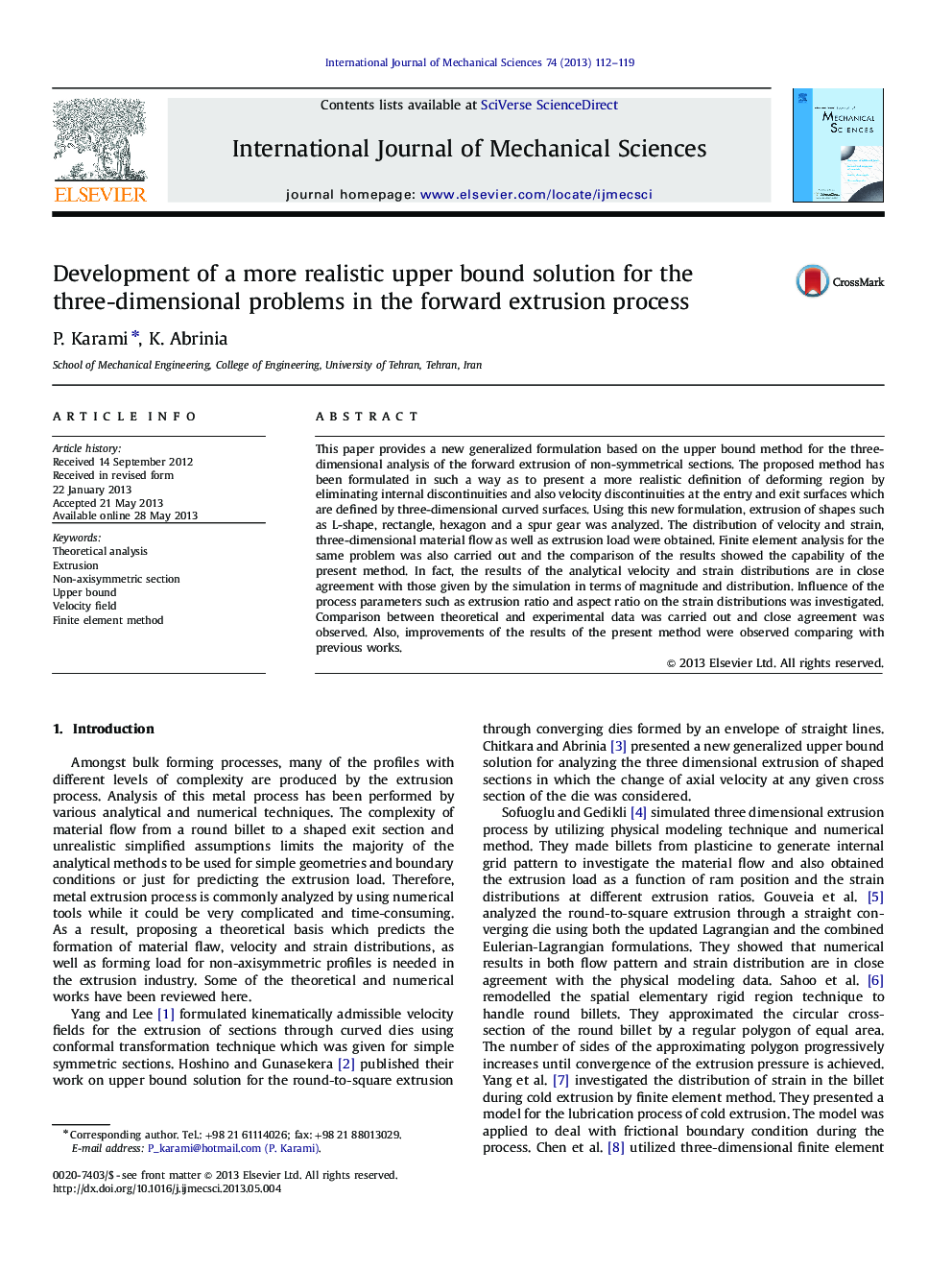 Development of a more realistic upper bound solution for the three-dimensional problems in the forward extrusion process