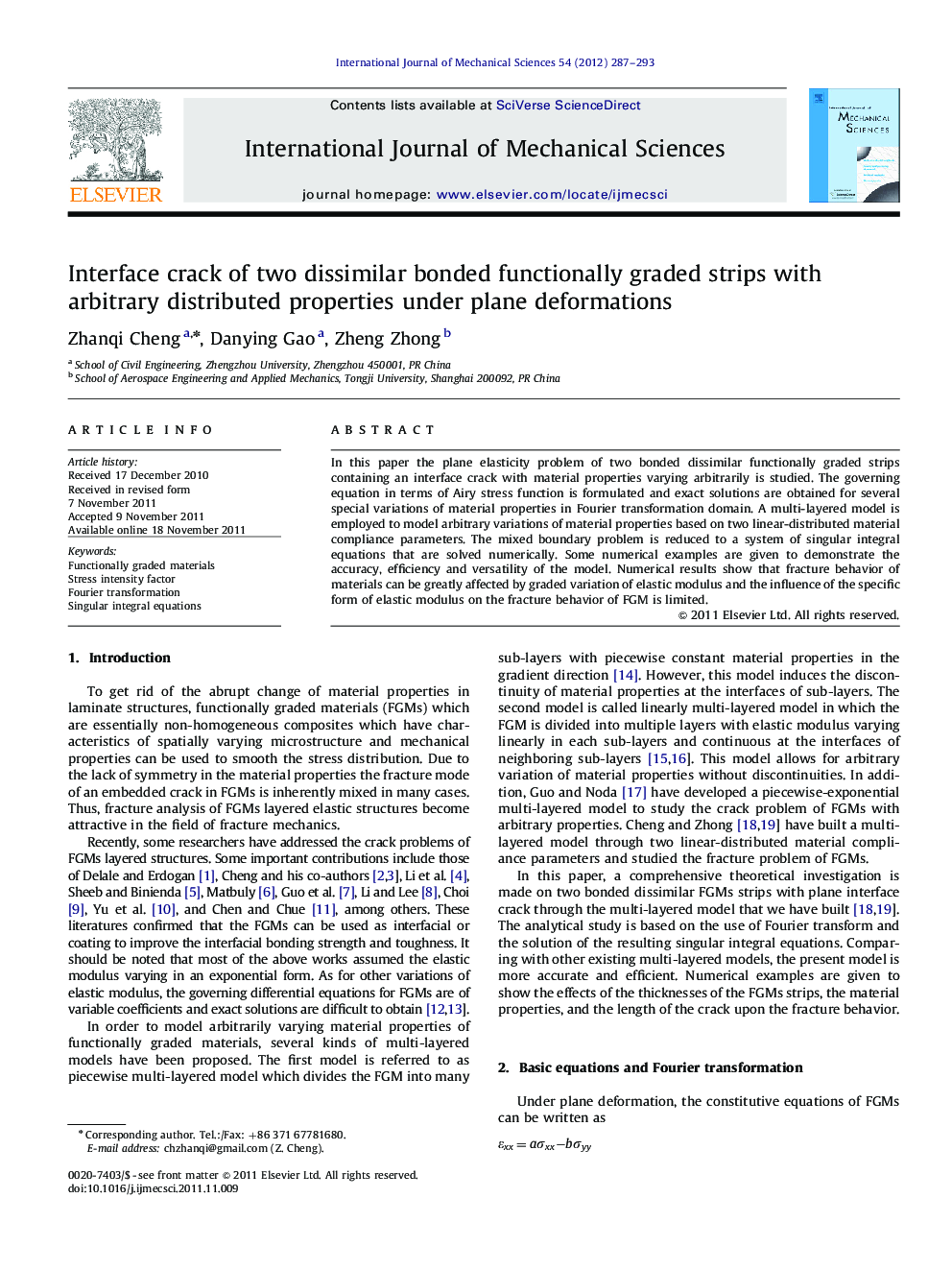 Interface crack of two dissimilar bonded functionally graded strips with arbitrary distributed properties under plane deformations