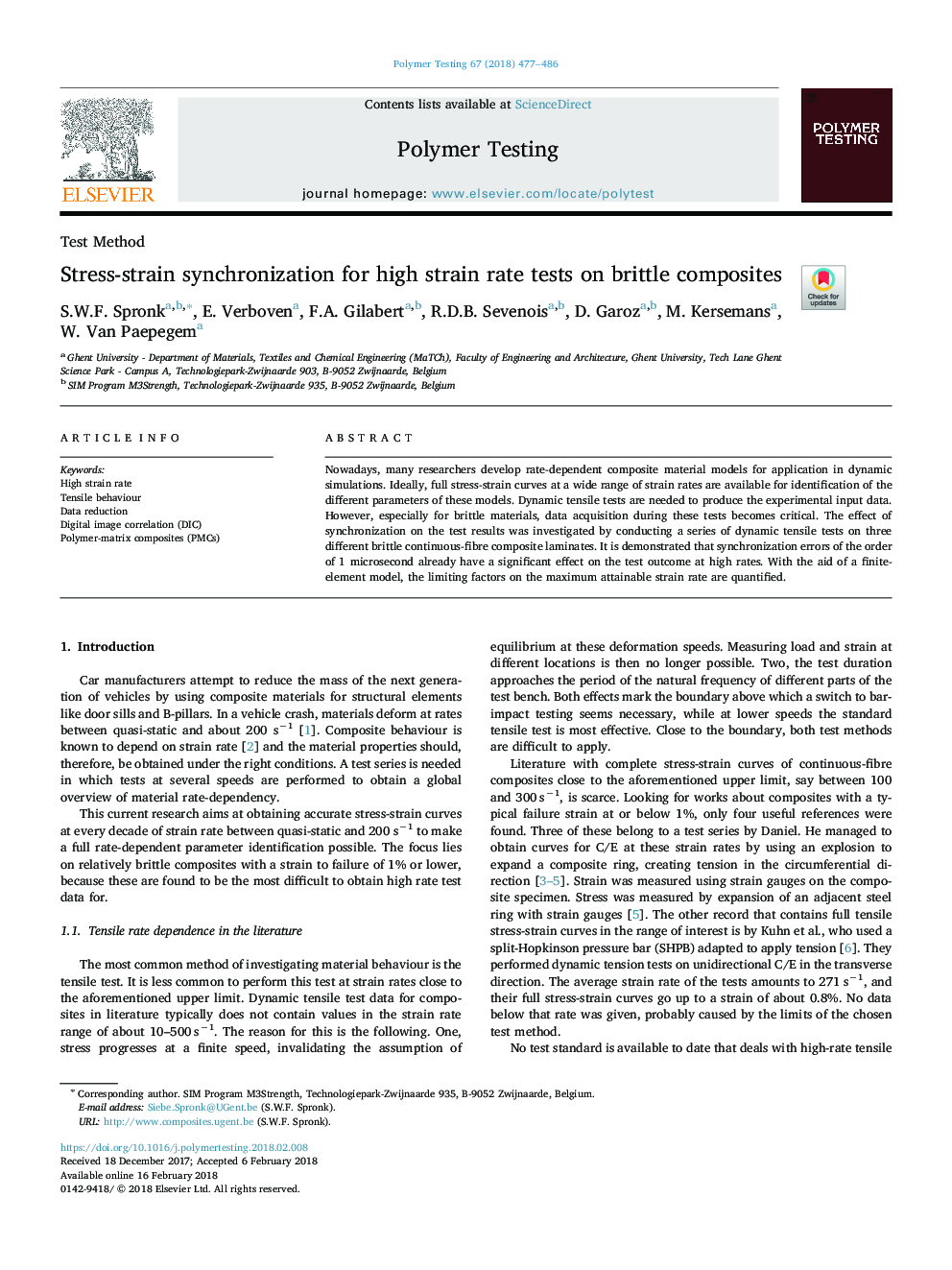 Stress-strain synchronization for high strain rate tests on brittle composites