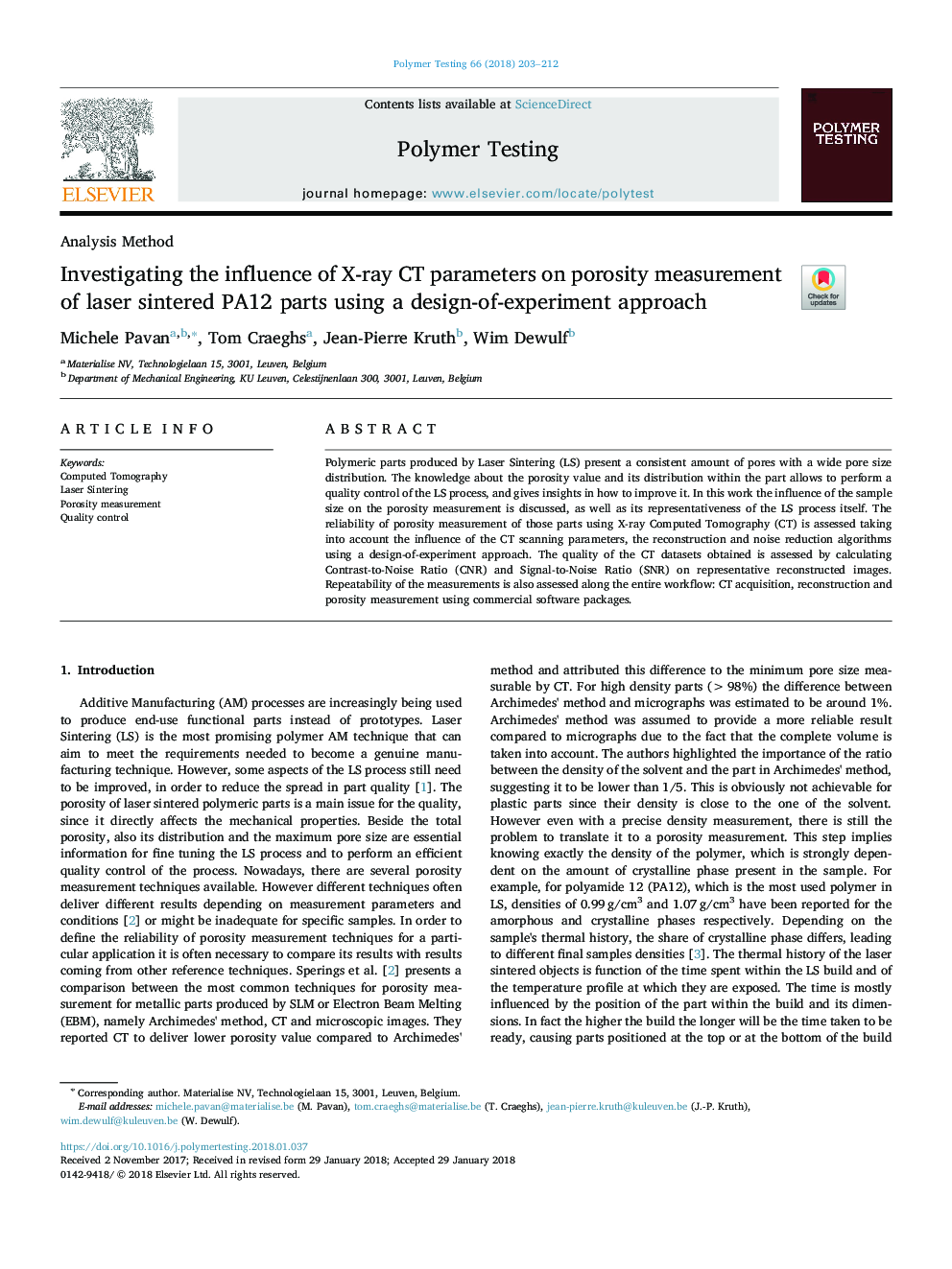 Investigating the influence of X-ray CT parameters on porosity measurement of laser sintered PA12 parts using a design-of-experiment approach