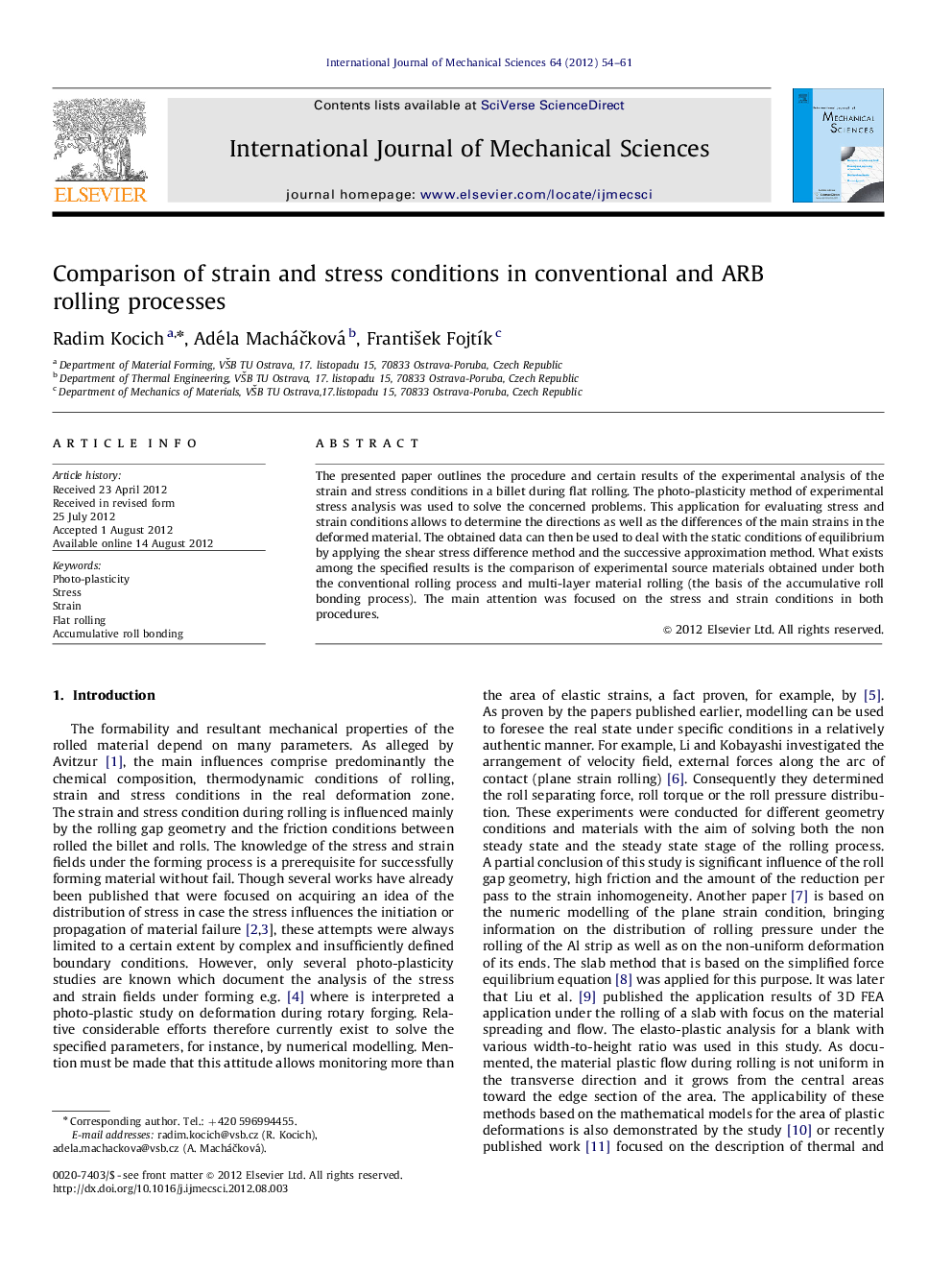 Comparison of strain and stress conditions in conventional and ARB rolling processes