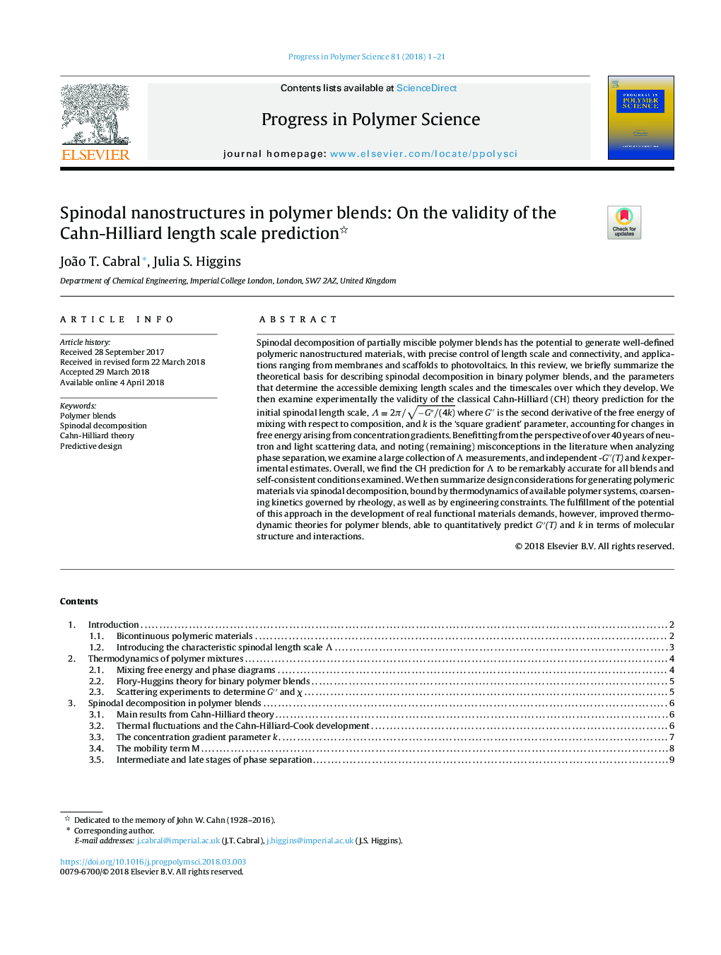 Spinodal nanostructures in polymer blends: On the validity of the Cahn-Hilliard length scale prediction